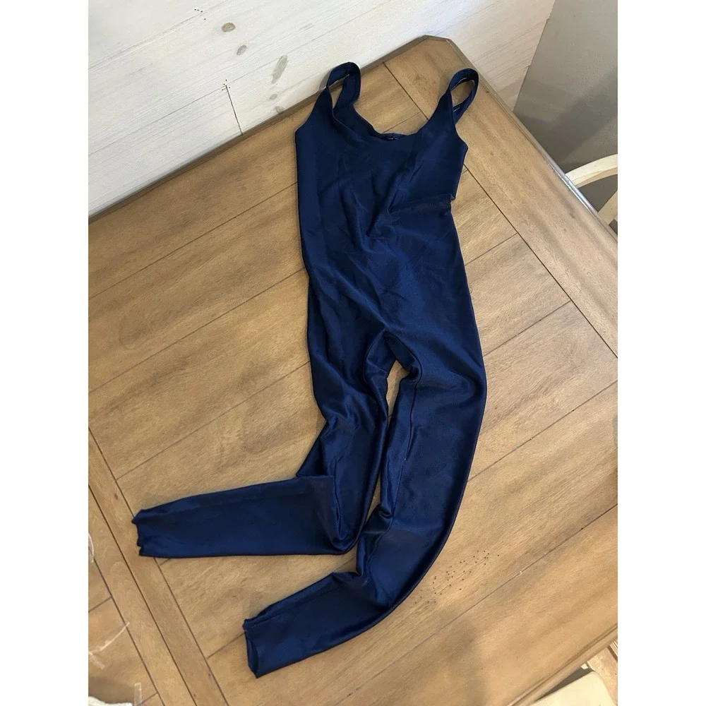 Vtg Gilda Marx Flexatard Shiny Blue‎ 80's Unitard Bodysuit  M